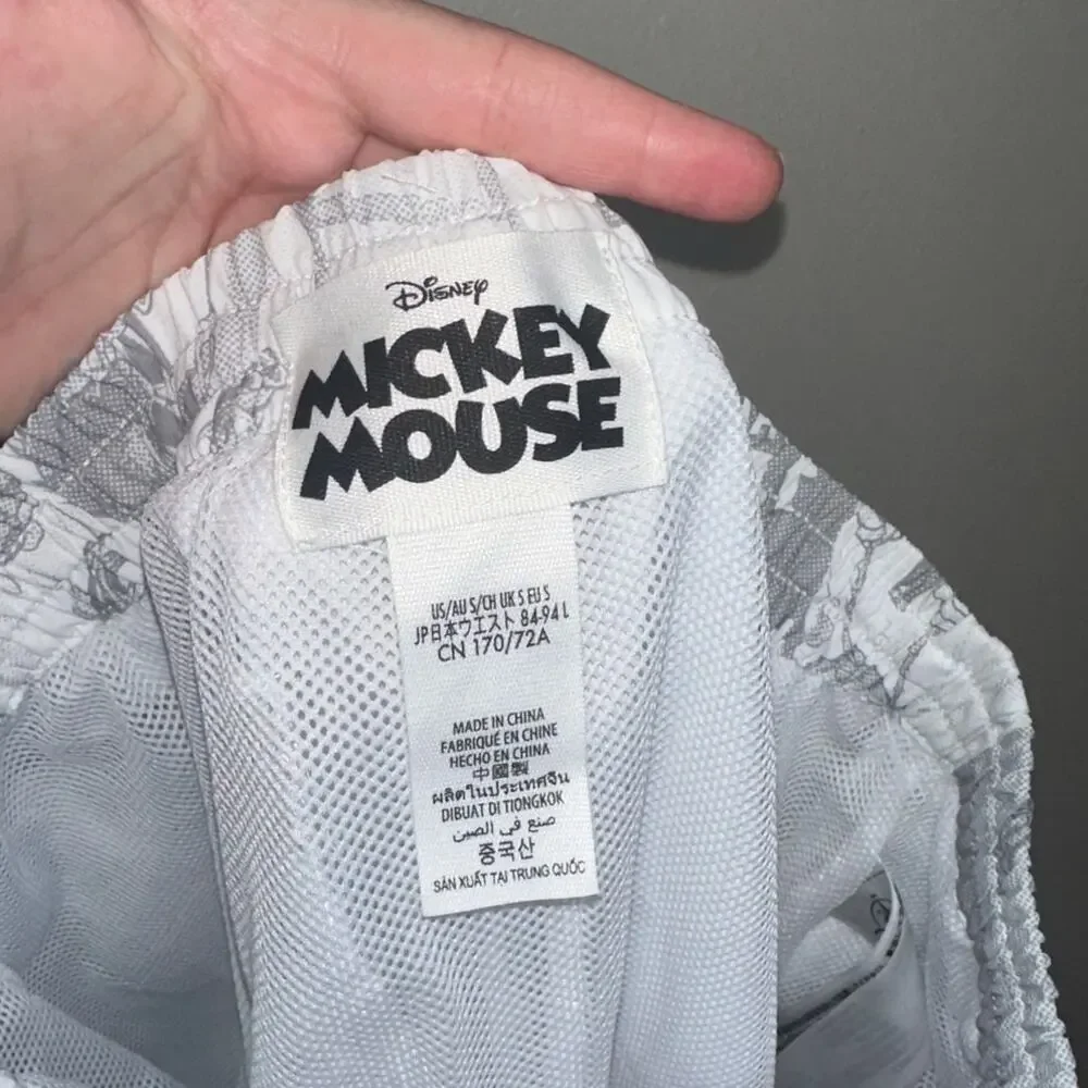 Disney Mickey Goofy 90th Anniversary Track Pants Gray White Graphic Print Small - Picture 3 of 7